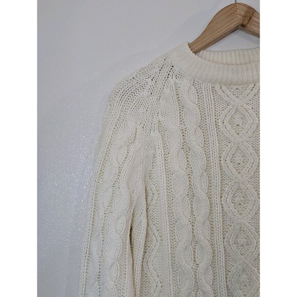 Vintage Kings Road Sweater Mens Medium Ivory Chunky Crew Neck Grandpa 90s 80s - Picture 3 of 10